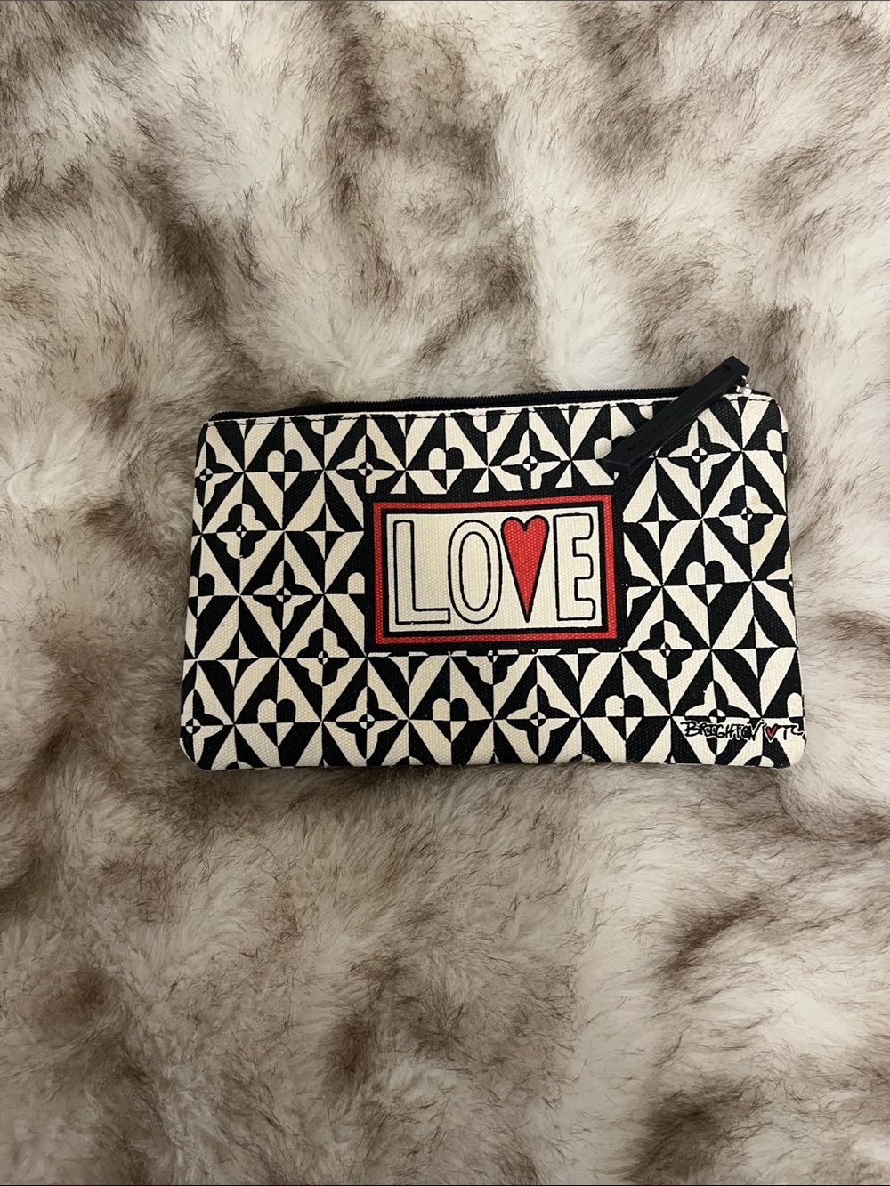 Brighton Black & White 'LOVE' Zip Pouch with Red Accent